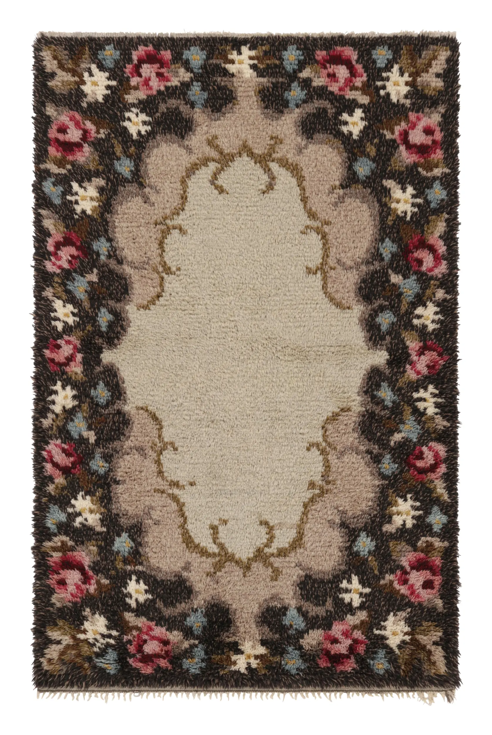 Vintage Swedish Floral Rug