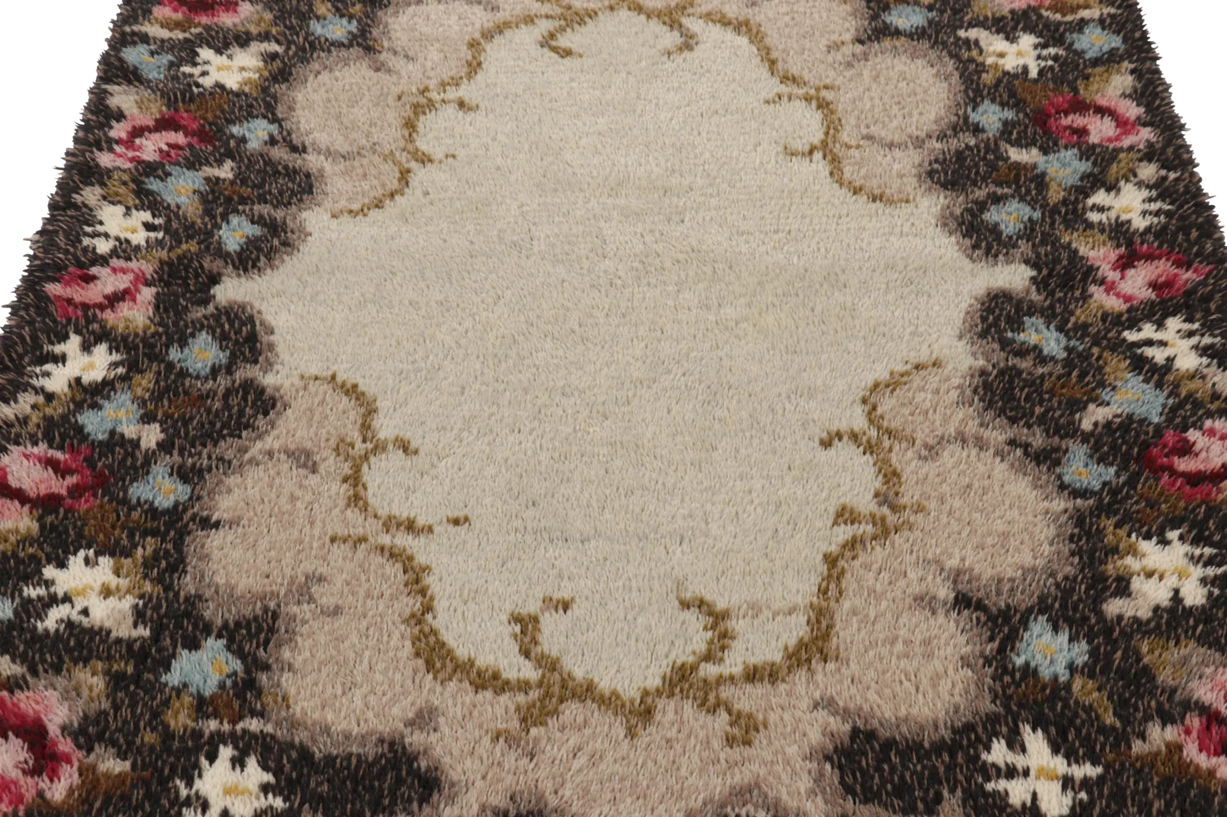 Vintage Swedish Floral Rug