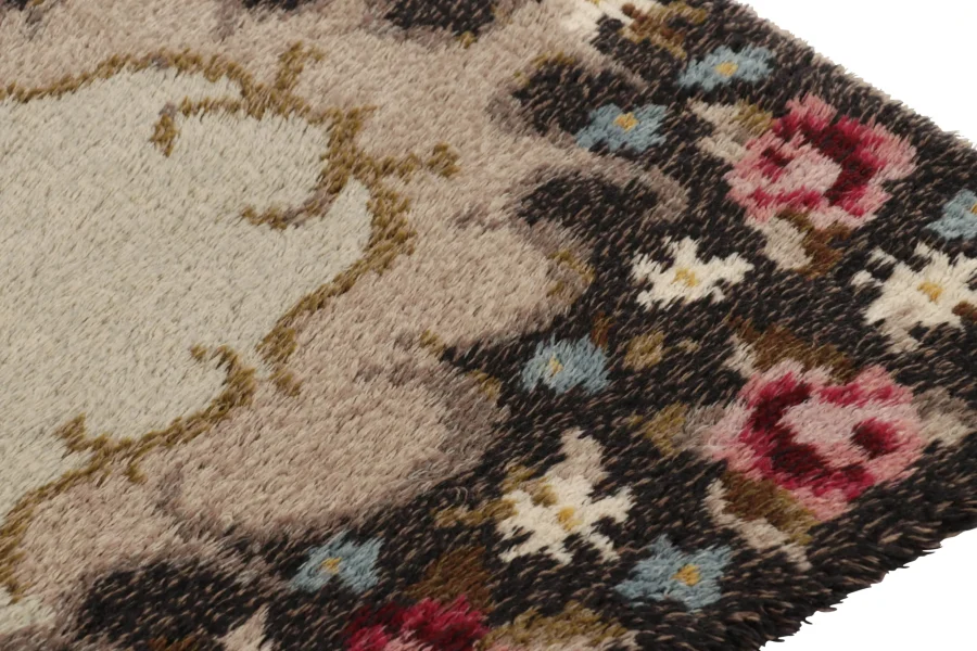 Vintage Swedish Floral Rug