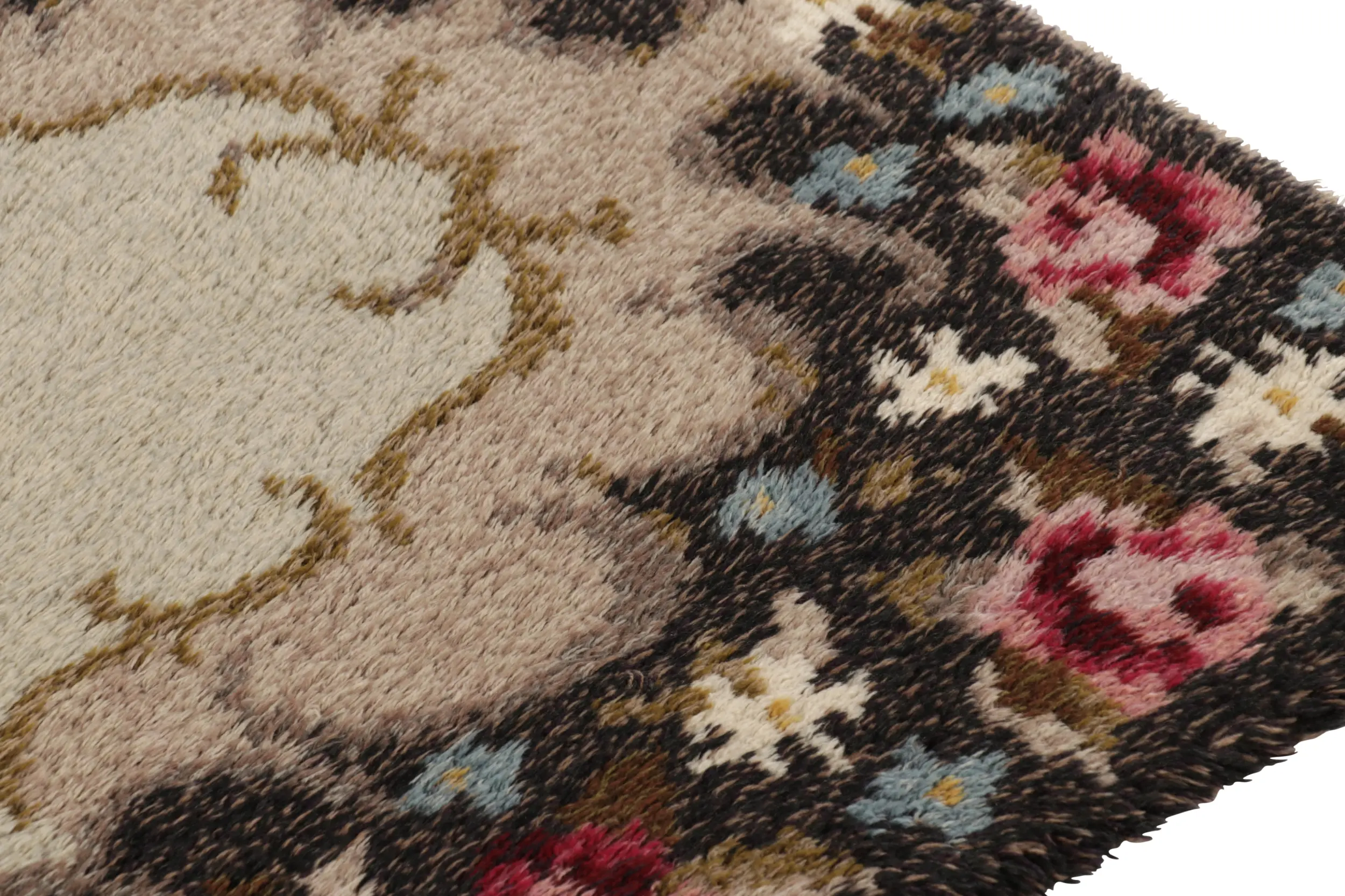 Vintage Swedish Floral Rug