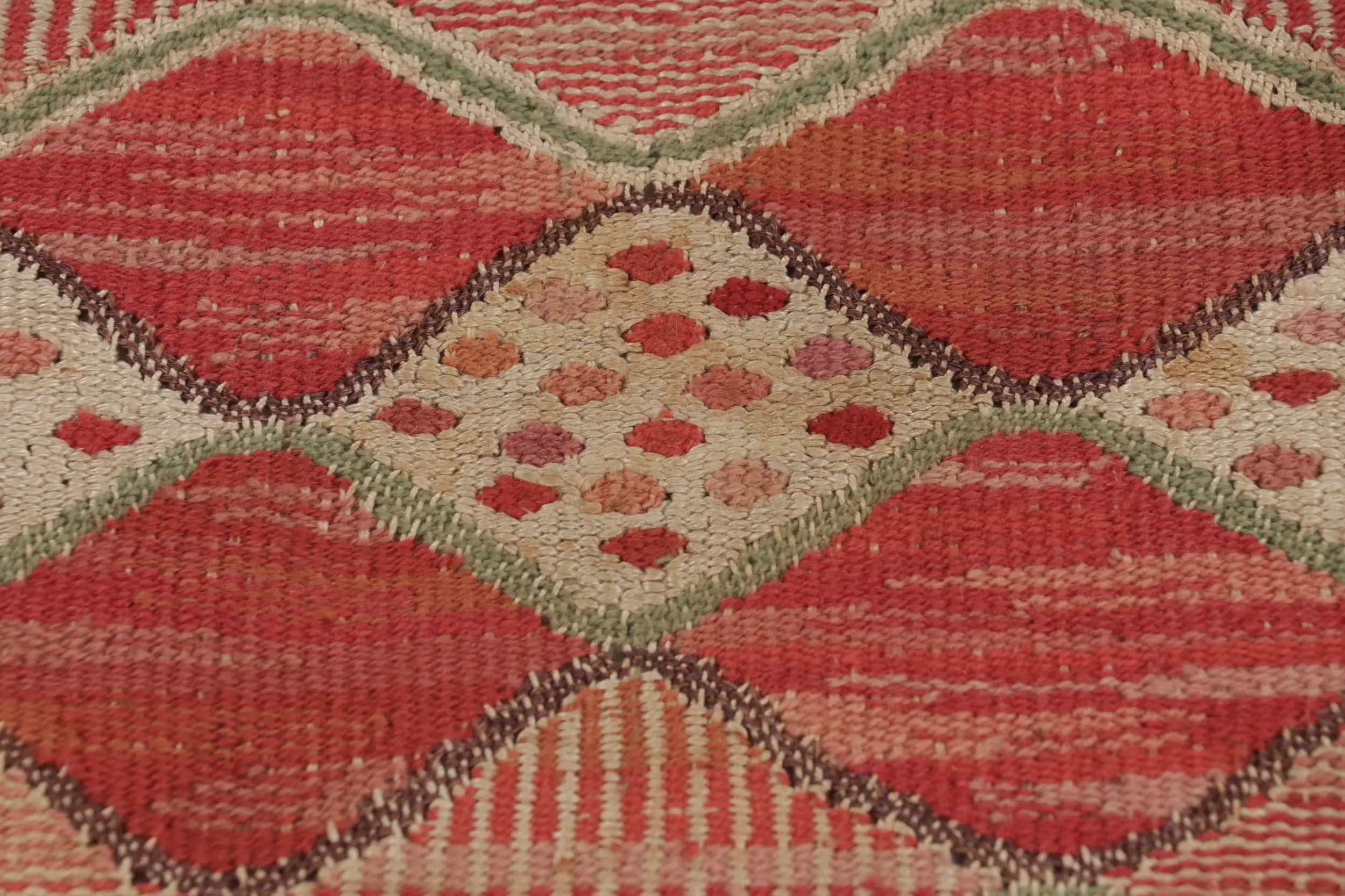 Signed Barbro Nilsson Antique Swedish Tapestry, Red Scandinavian