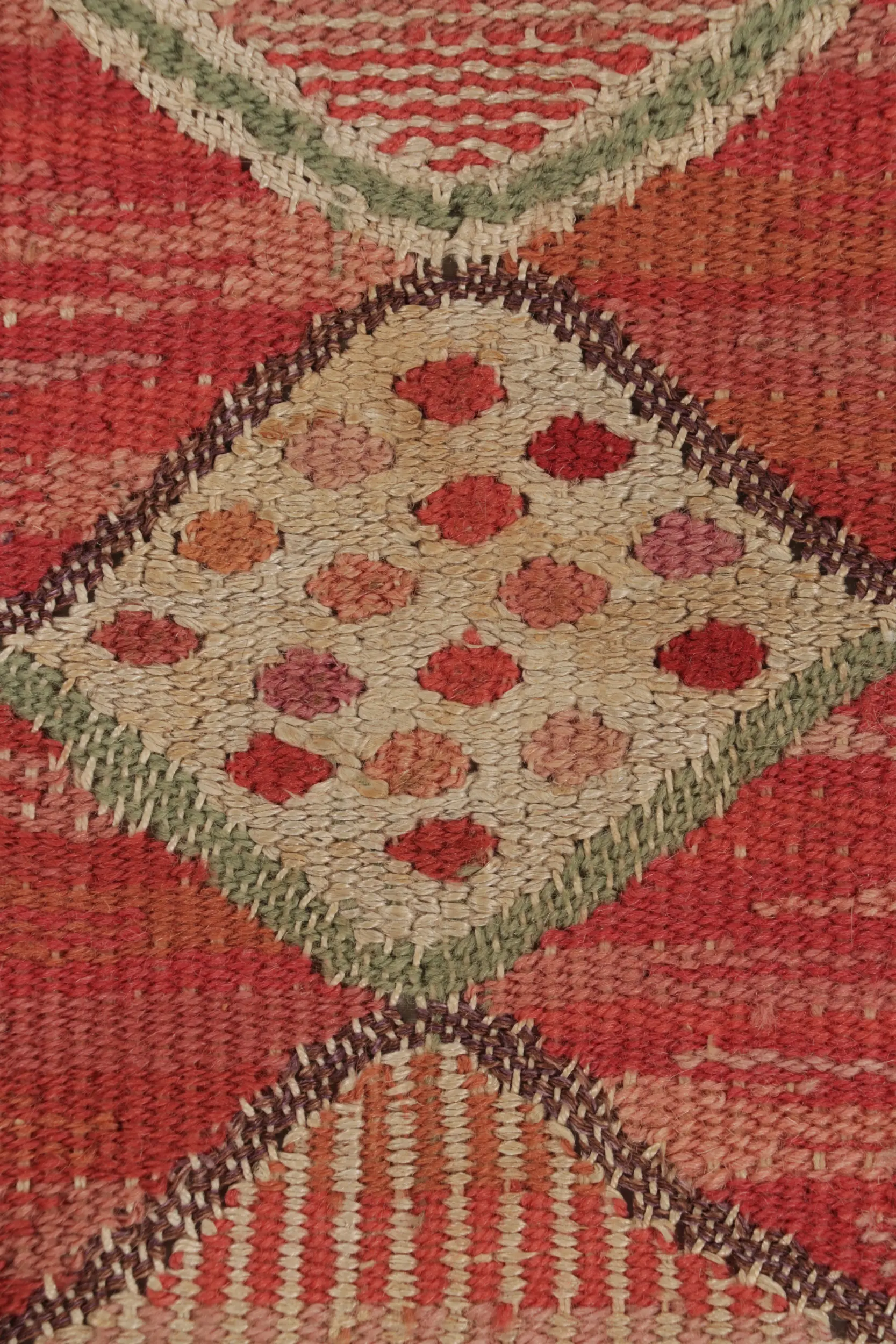 Signed Barbro Nilsson Antique Swedish Tapestry, Red Scandinavian