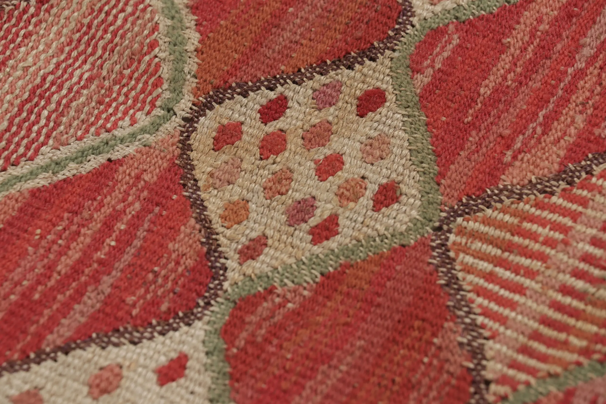 Signed Barbro Nilsson Antique Swedish Tapestry, Red Scandinavian