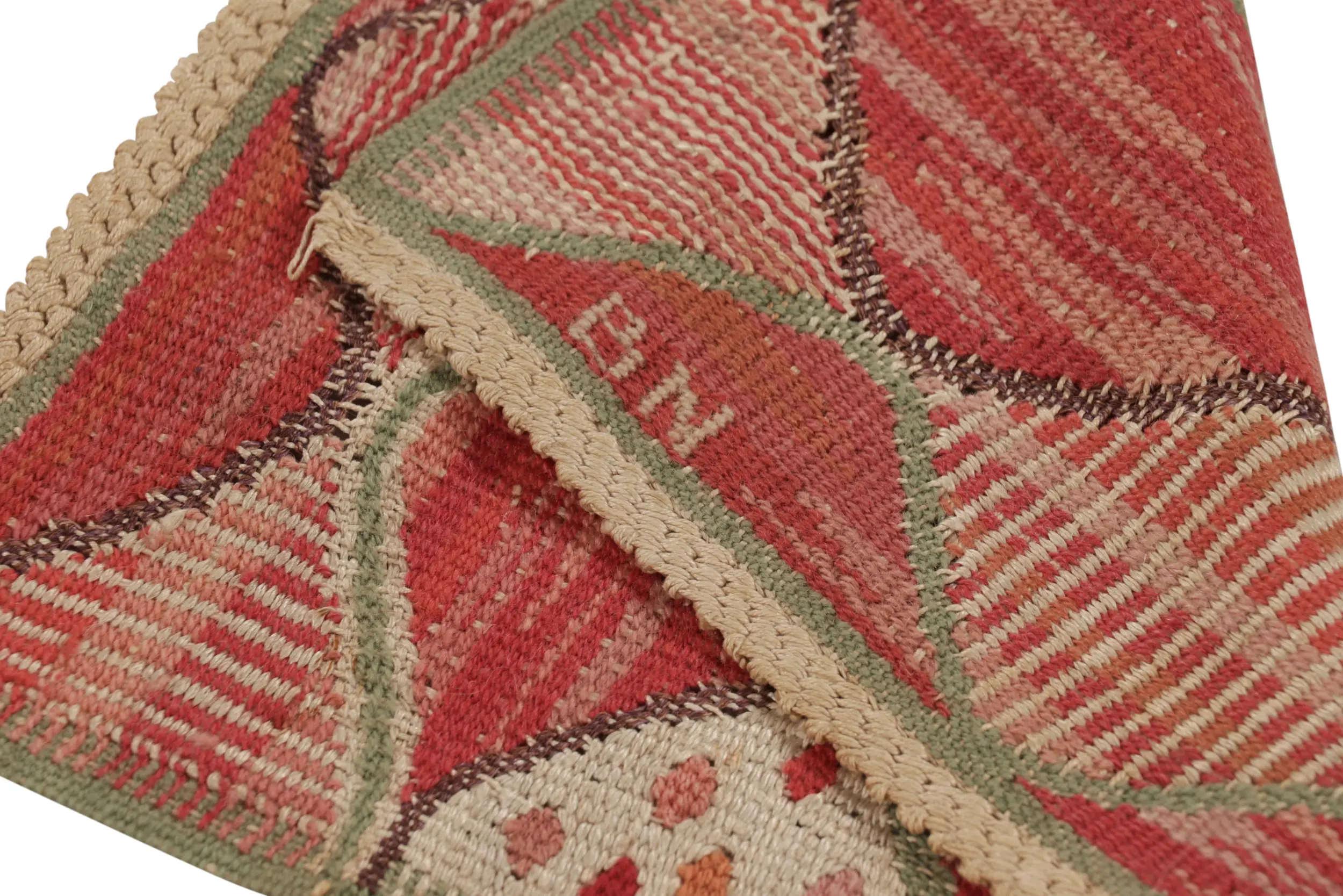 Signed Barbro Nilsson Antique Swedish Tapestry, Red Scandinavian