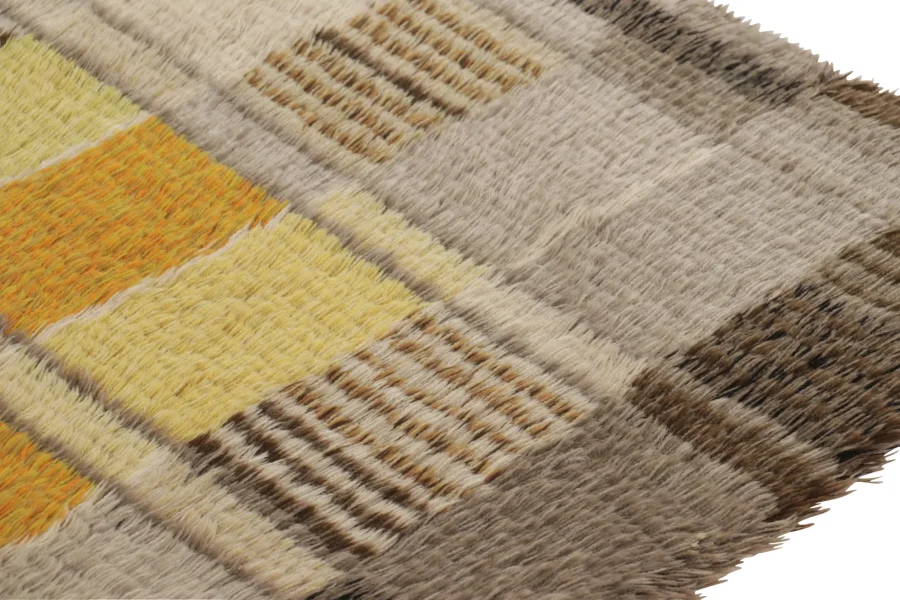 Vintage Swedish Geometric Rug