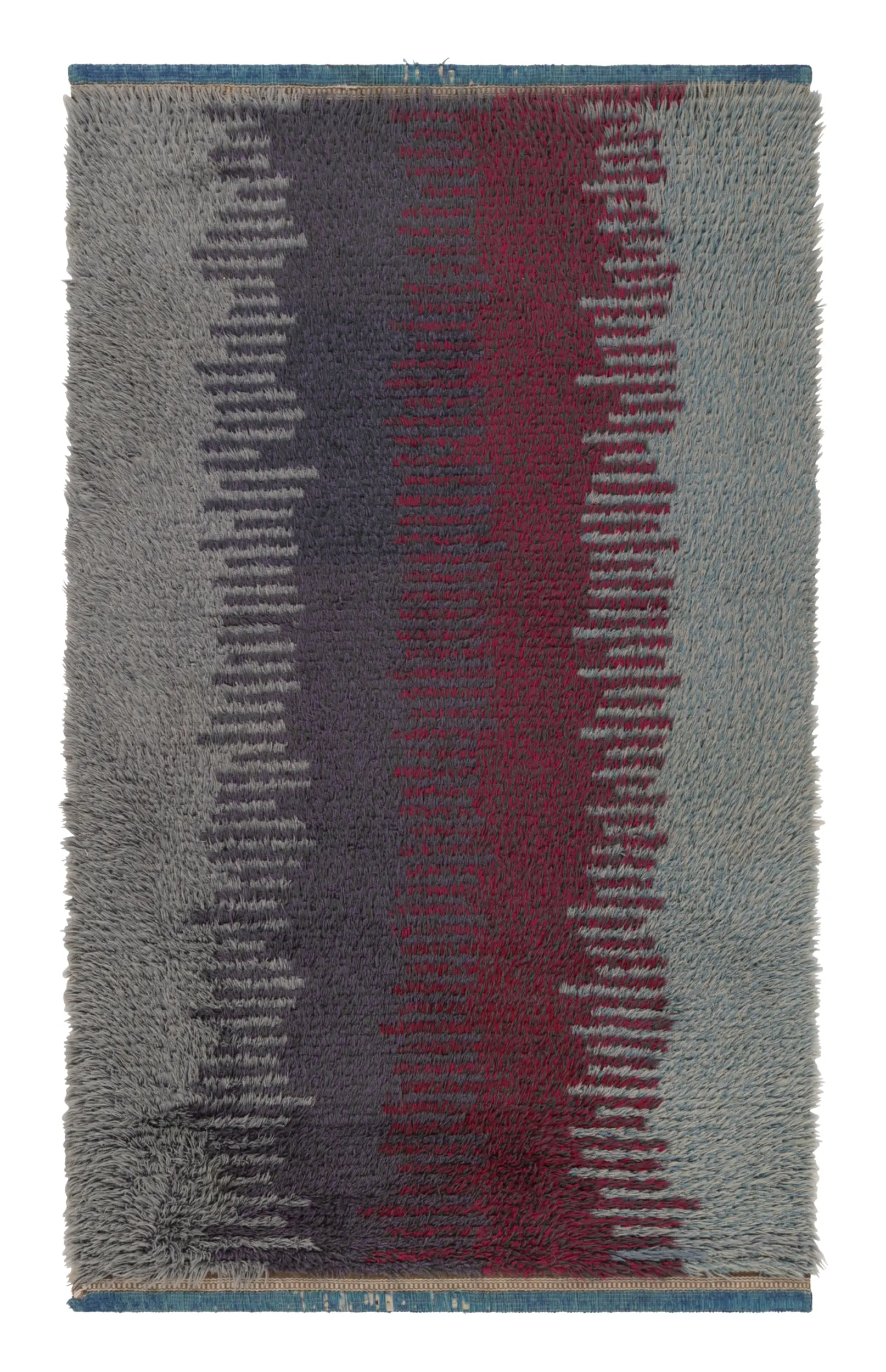Vintage Swedish Geometric Runner Scandinavian Rya Rug