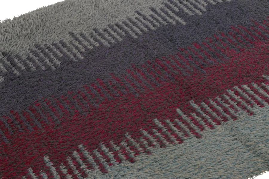 Vintage Swedish Geometric Runner Scandinavian Rya Rug