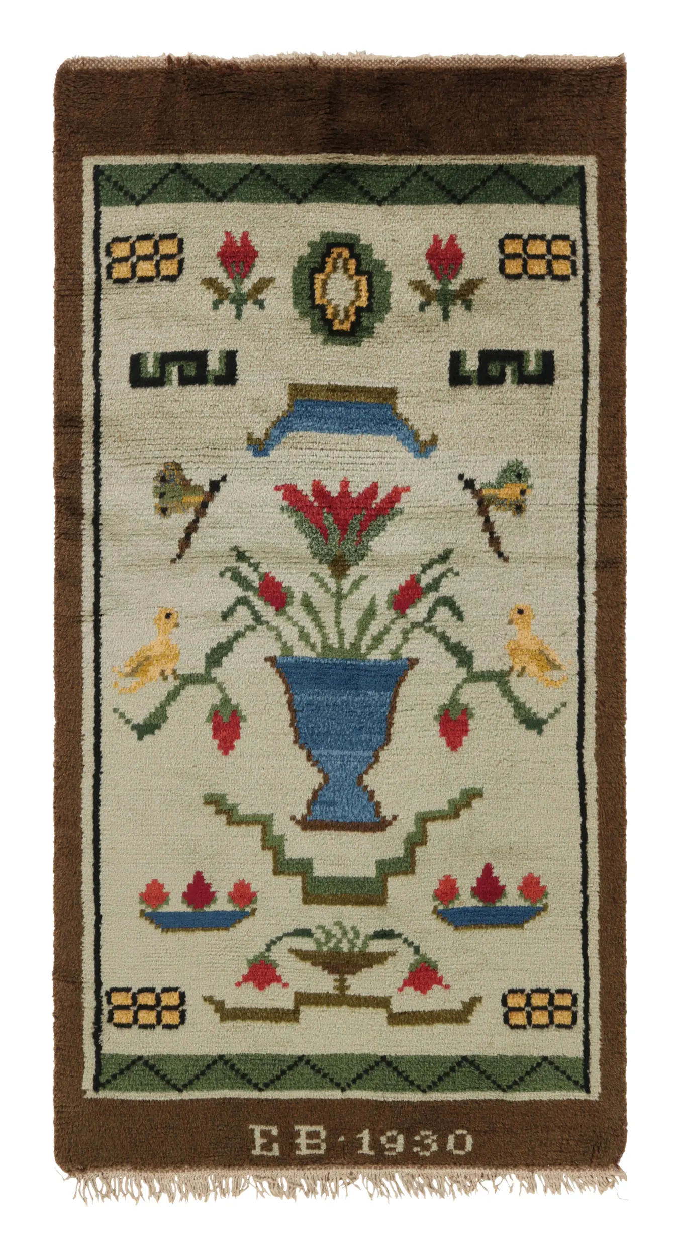 Vintage Swedish Floral Rug