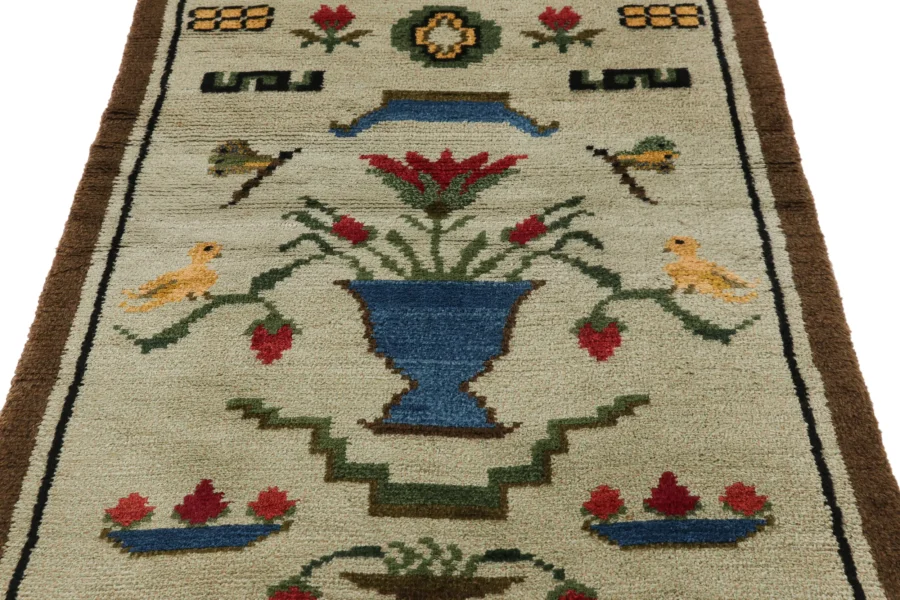 Vintage Swedish Floral Rug