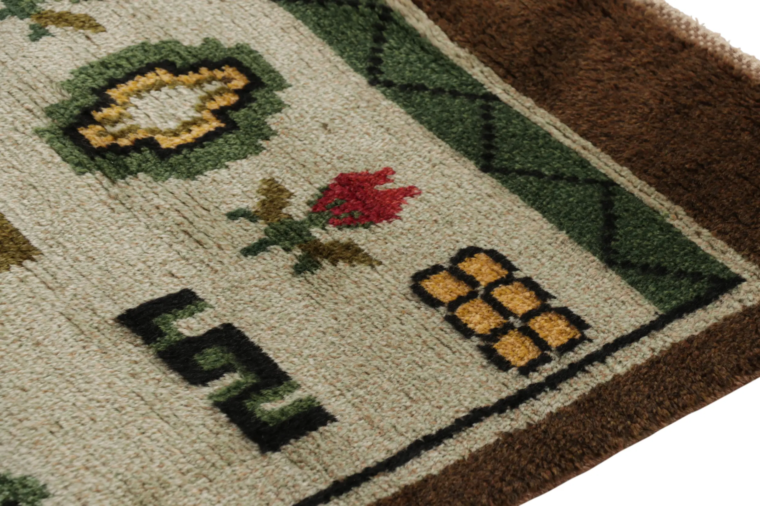 Vintage Swedish Floral Rug