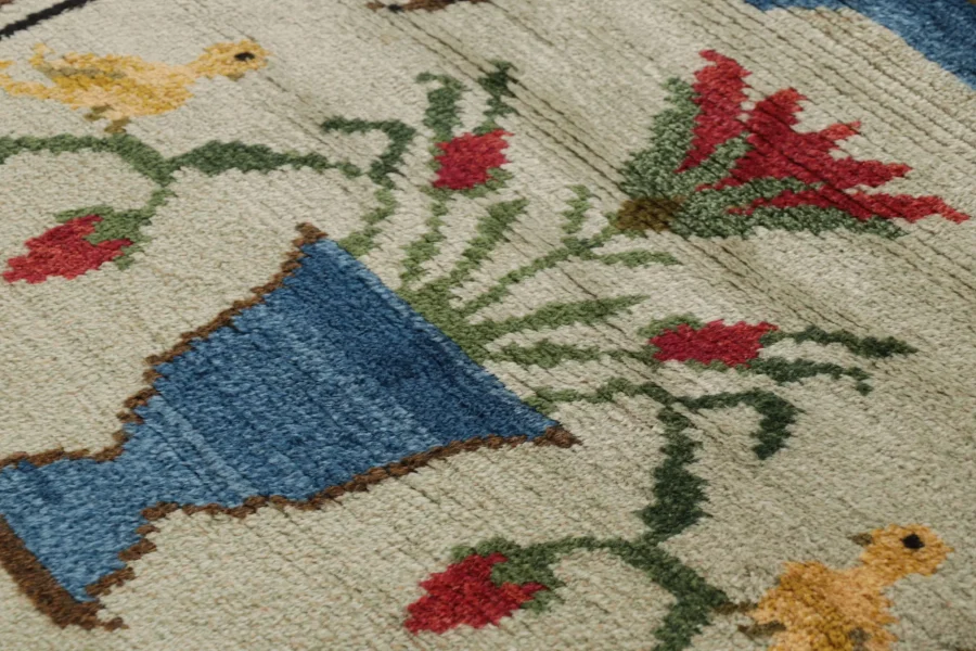 Vintage Swedish Floral Rug
