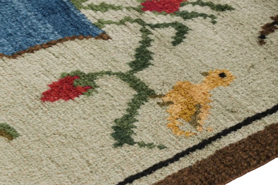 Vintage Swedish Floral Rug