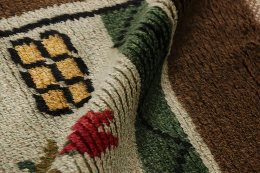 Vintage Swedish Floral Rug
