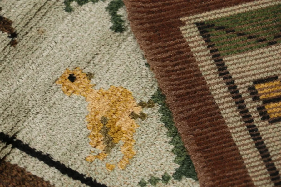 Vintage Swedish Floral Rug