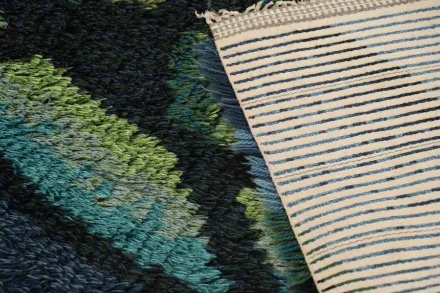 Vintage Swedish Geometric Rug