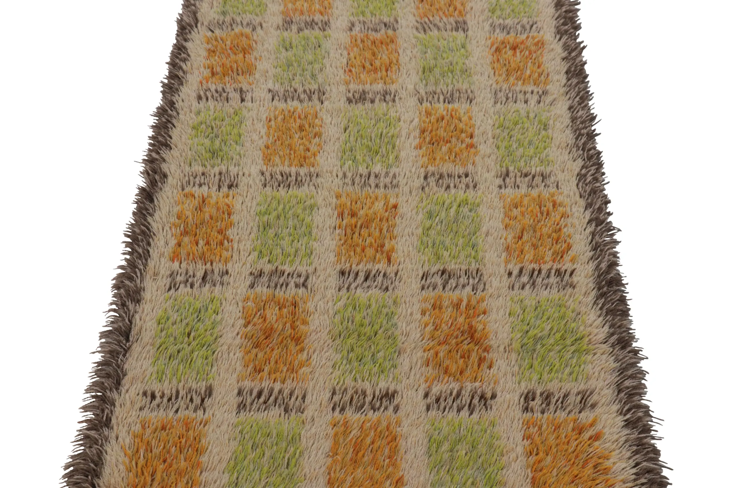 Vintage Swedish Geometric Rya Scandinavian Runner Rug