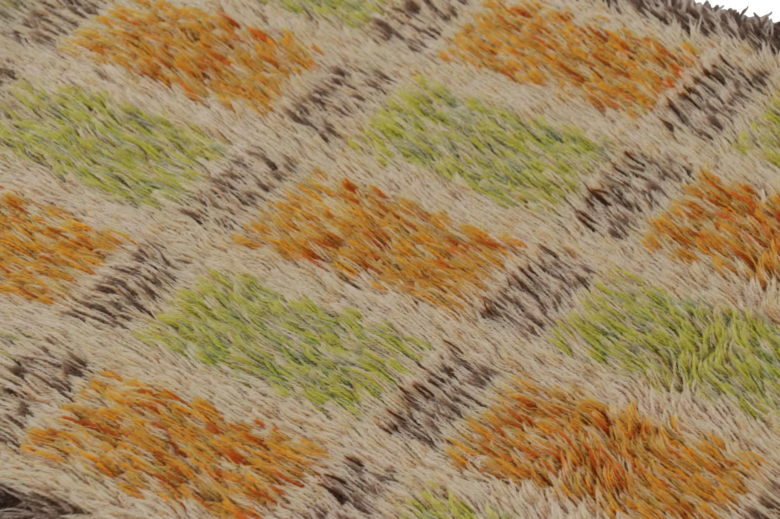 Vintage Swedish Geometric Rya Scandinavian Runner Rug