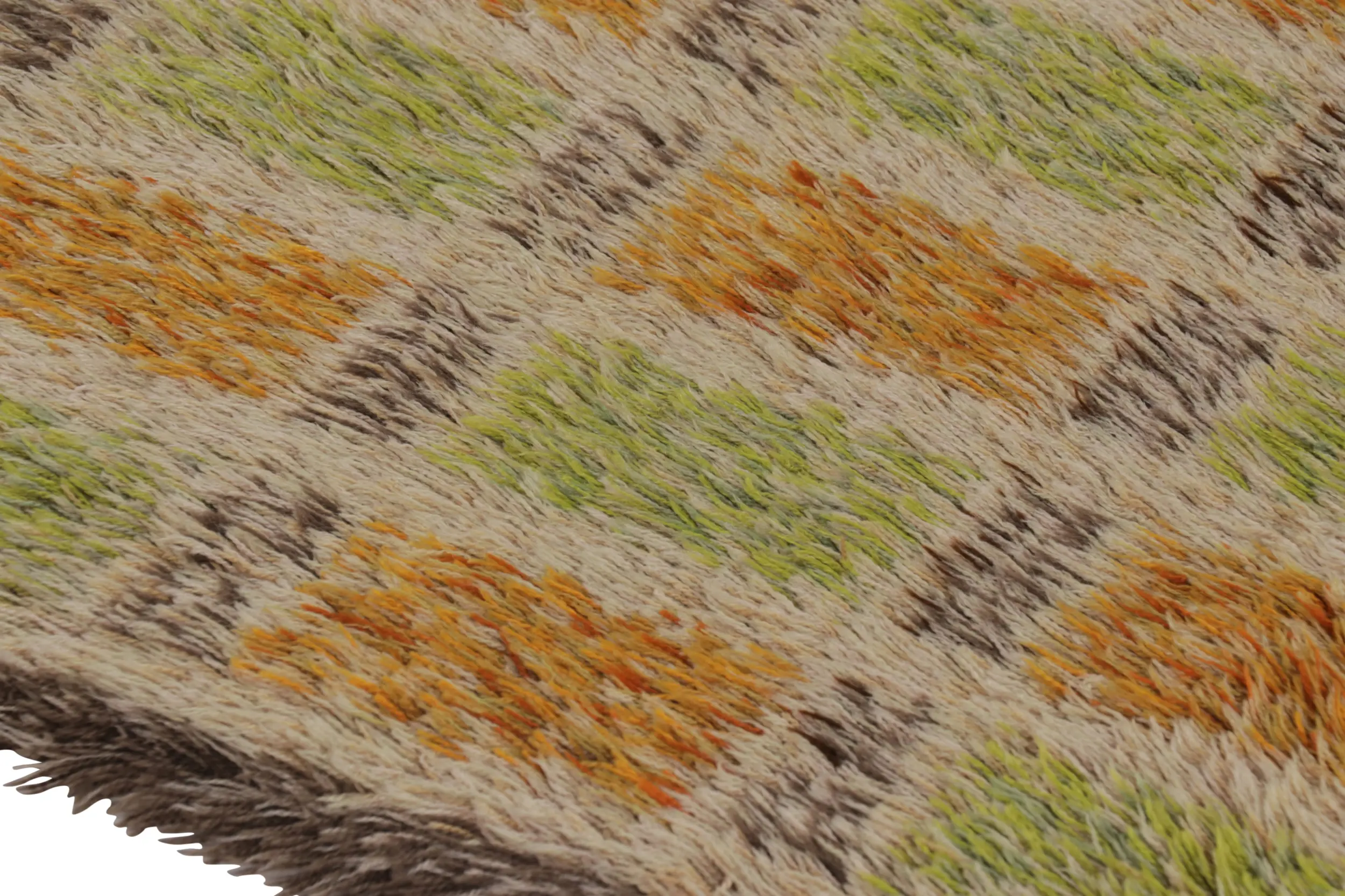 Vintage Swedish Geometric Rya Scandinavian Runner Rug