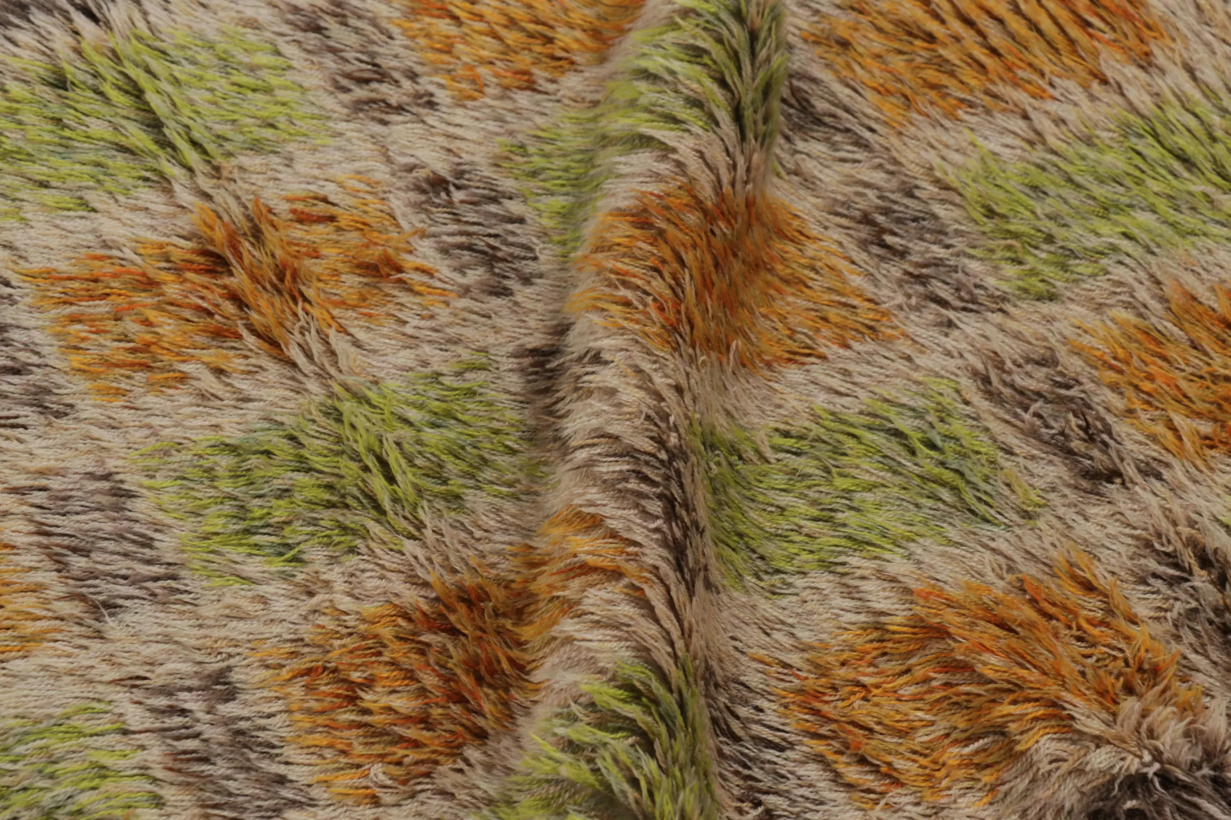 Vintage Swedish Geometric Rya Scandinavian Runner Rug