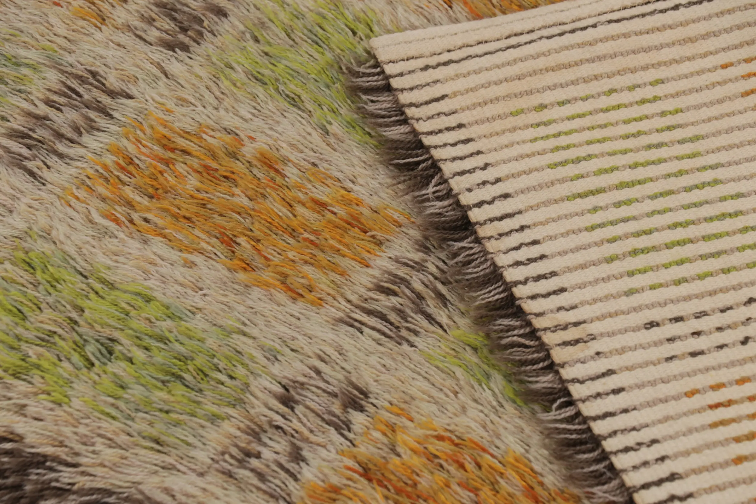 Vintage Swedish Geometric Rya Scandinavian Runner Rug