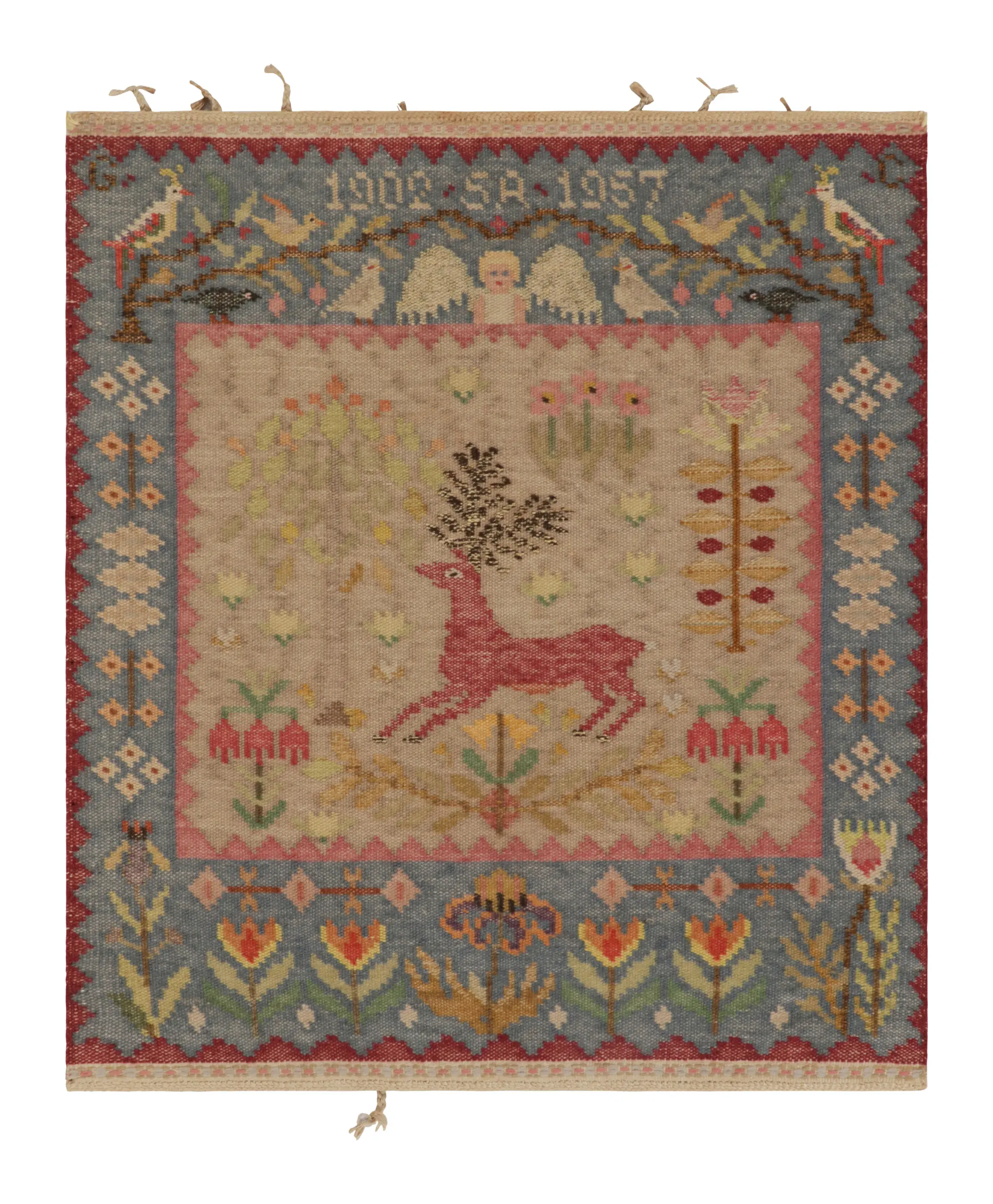 Signed Antique Scandinavian Textile, Swedish Flatweave