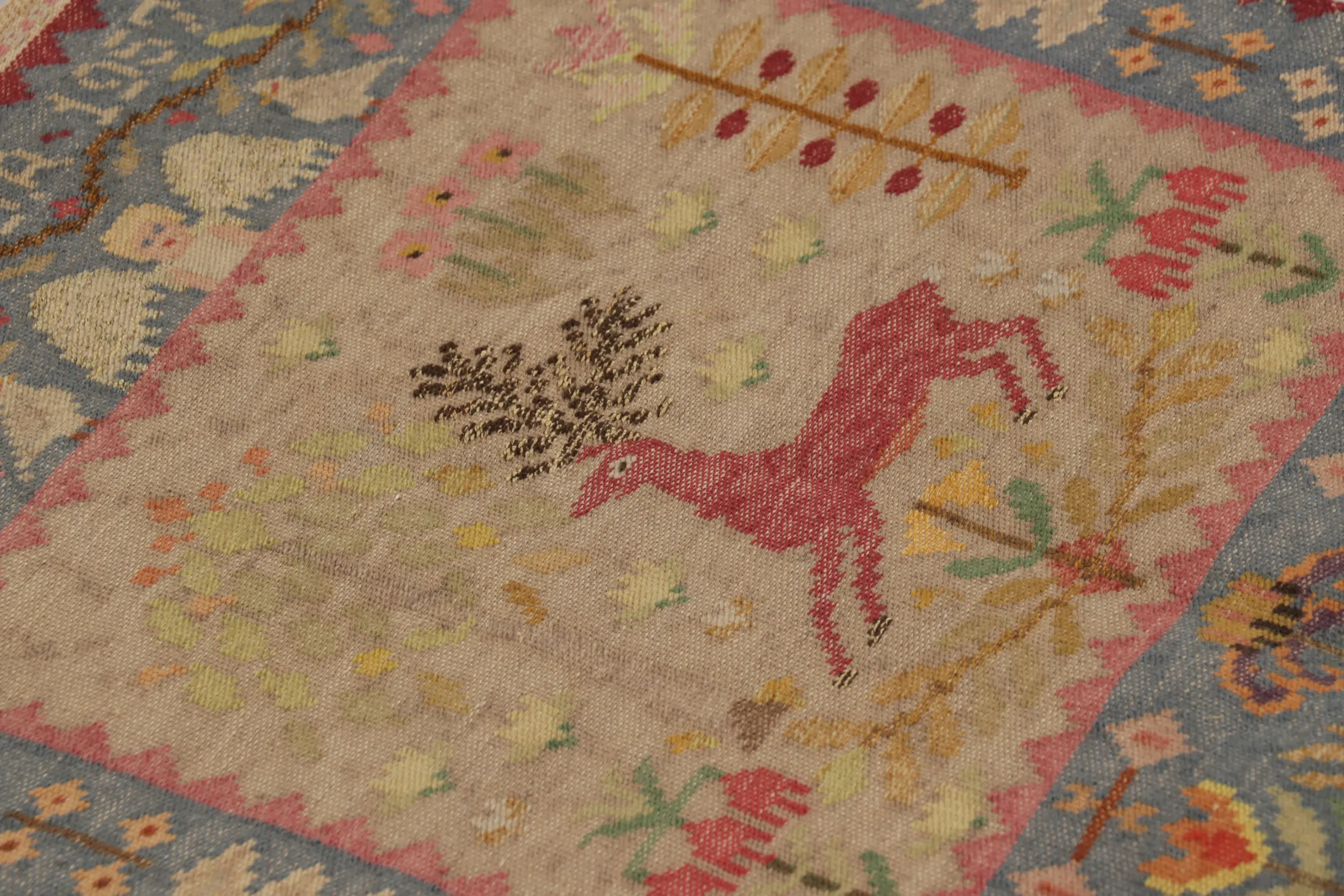 Signed Antique Scandinavian Textile, Swedish Flatweave