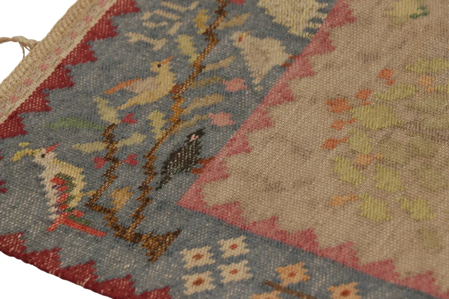 Signed Antique Scandinavian Textile, Swedish Flatweave