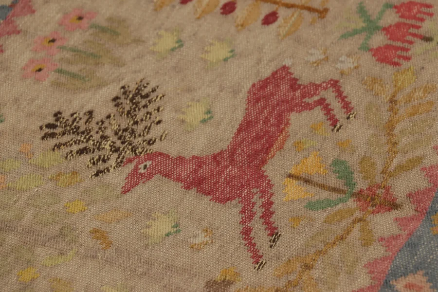 Signed Antique Scandinavian Textile, Swedish Flatweave