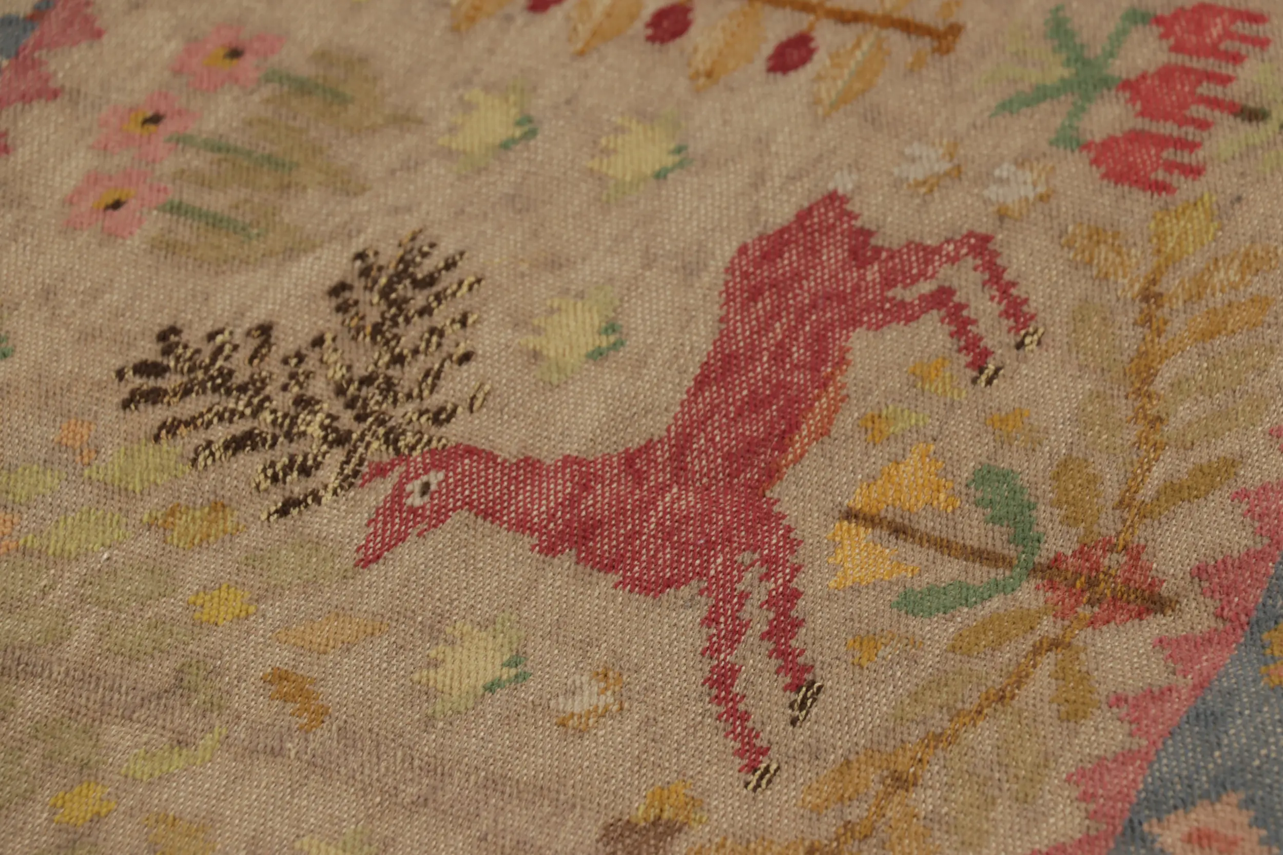 Signed Antique Scandinavian Textile, Swedish Flatweave