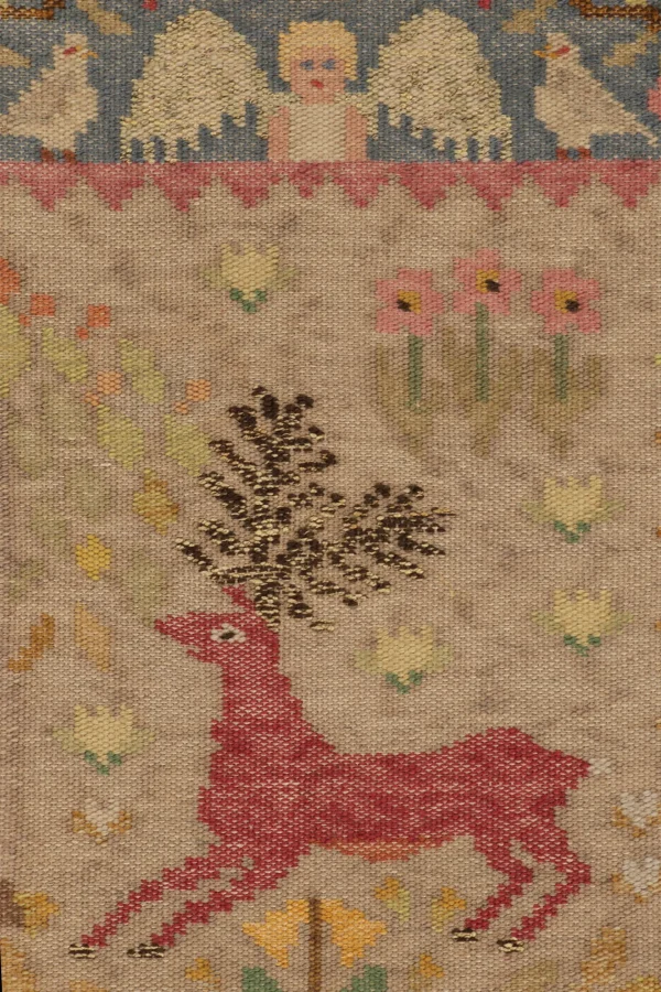 Signed Antique Scandinavian Textile, Swedish Flatweave