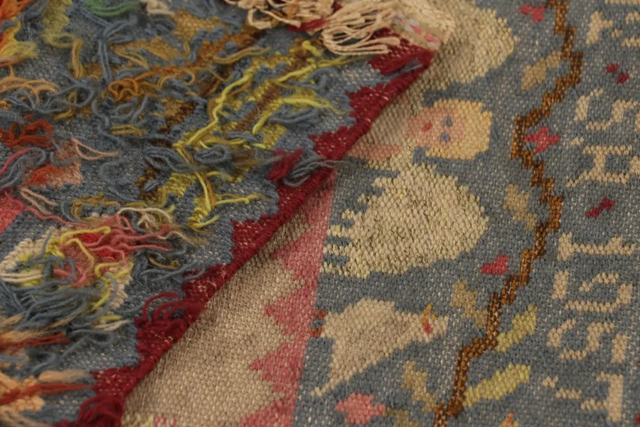 Signed Antique Scandinavian Textile, Swedish Flatweave