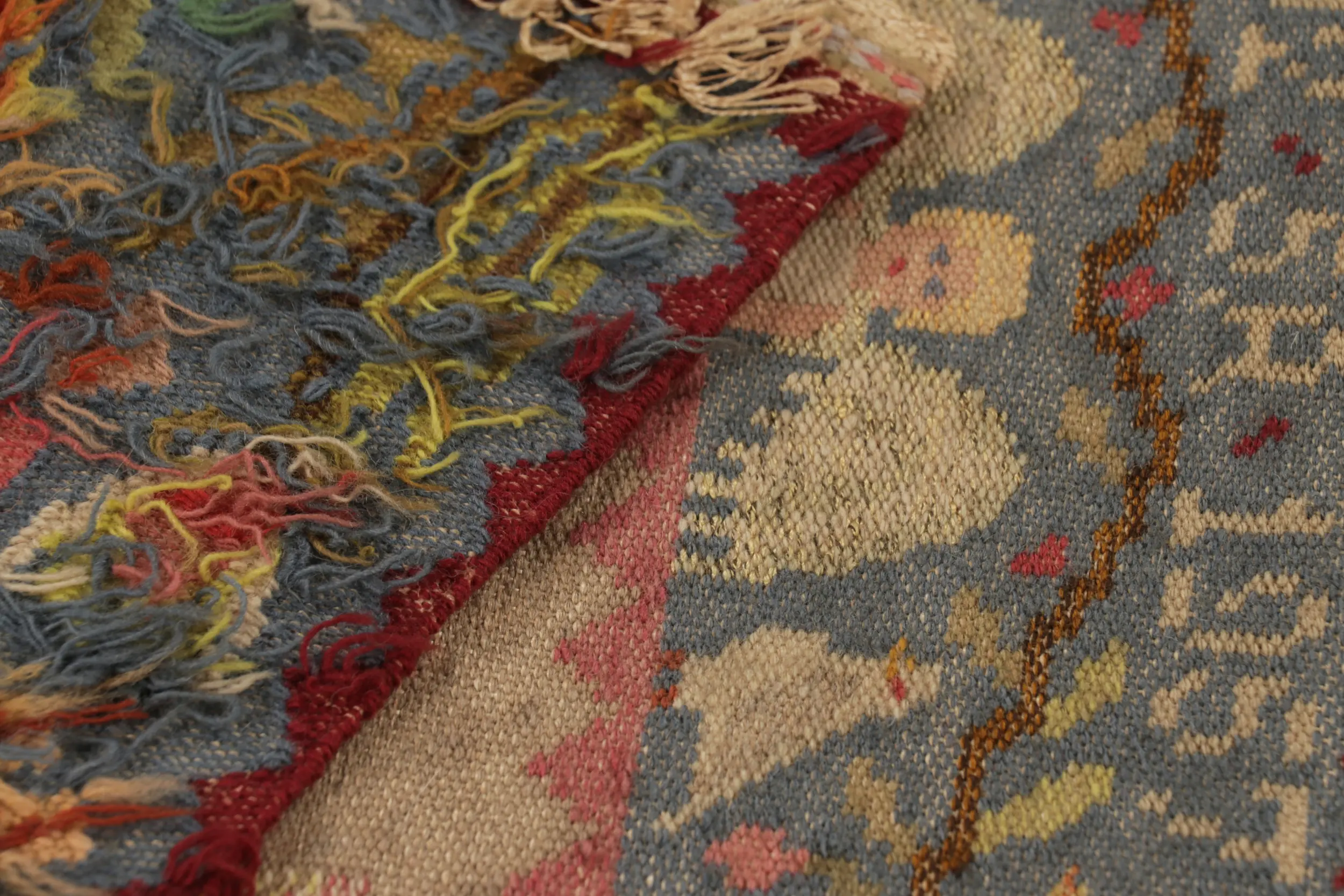 Signed Antique Scandinavian Textile, Swedish Flatweave