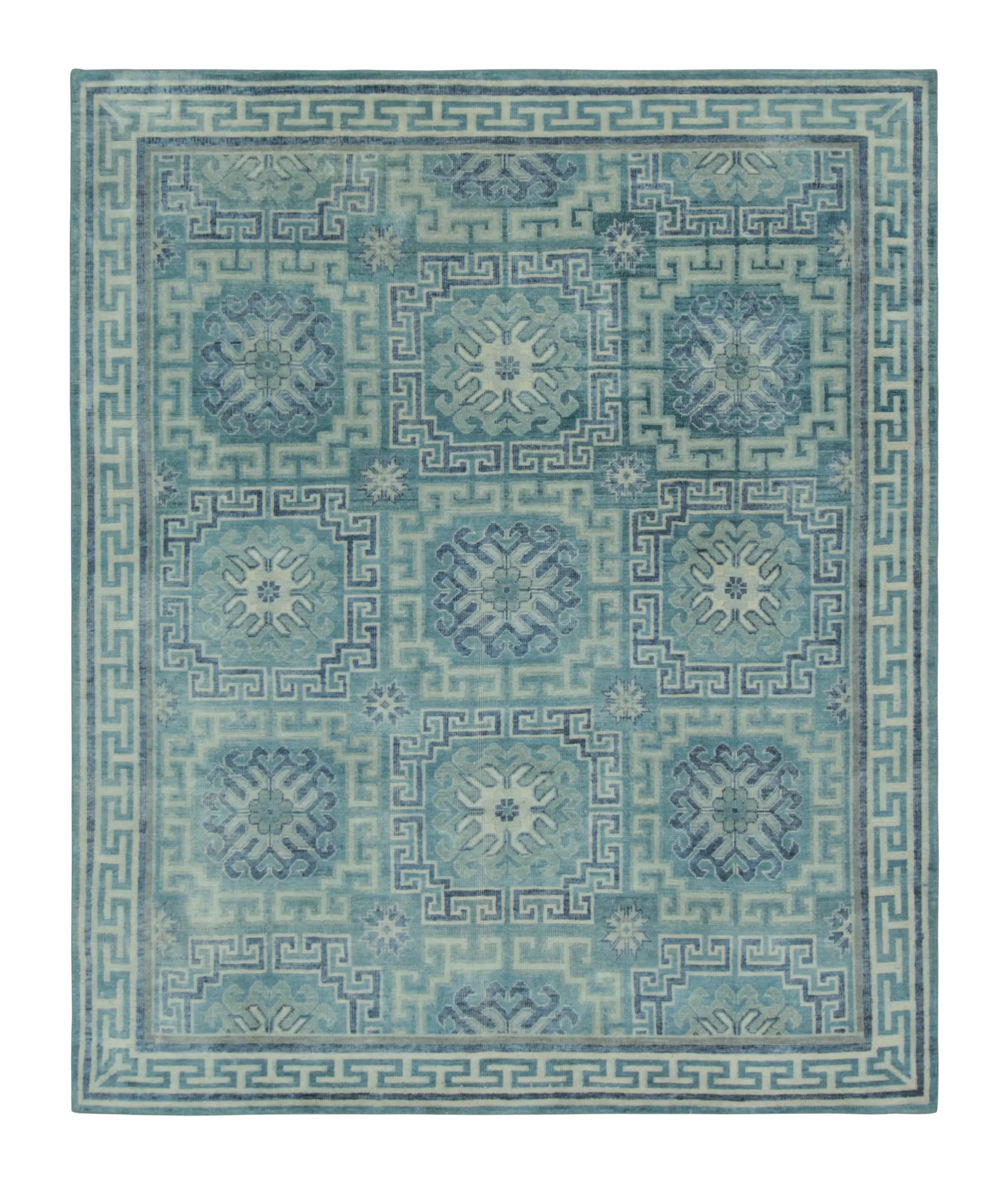 Blue Samarkand Medallion Silk Rug