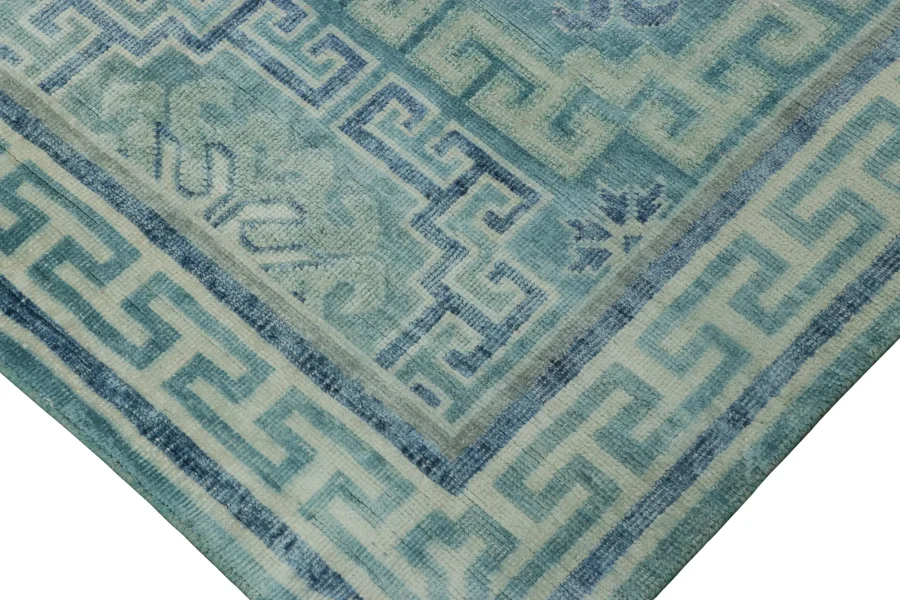 Blue Samarkand Medallion Silk Rug