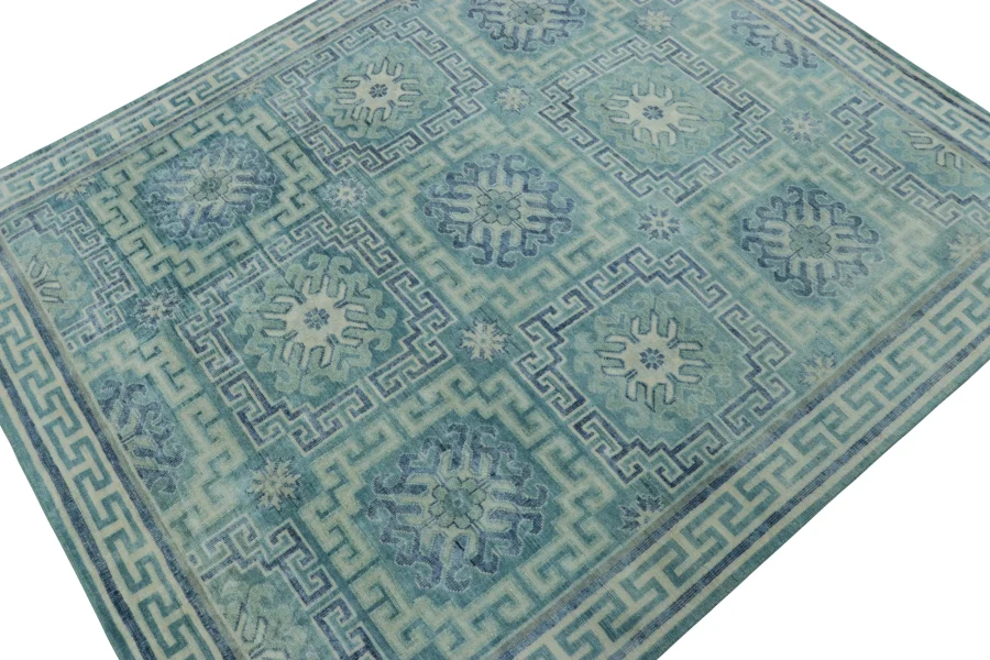 Blue Samarkand Medallion Silk Rug