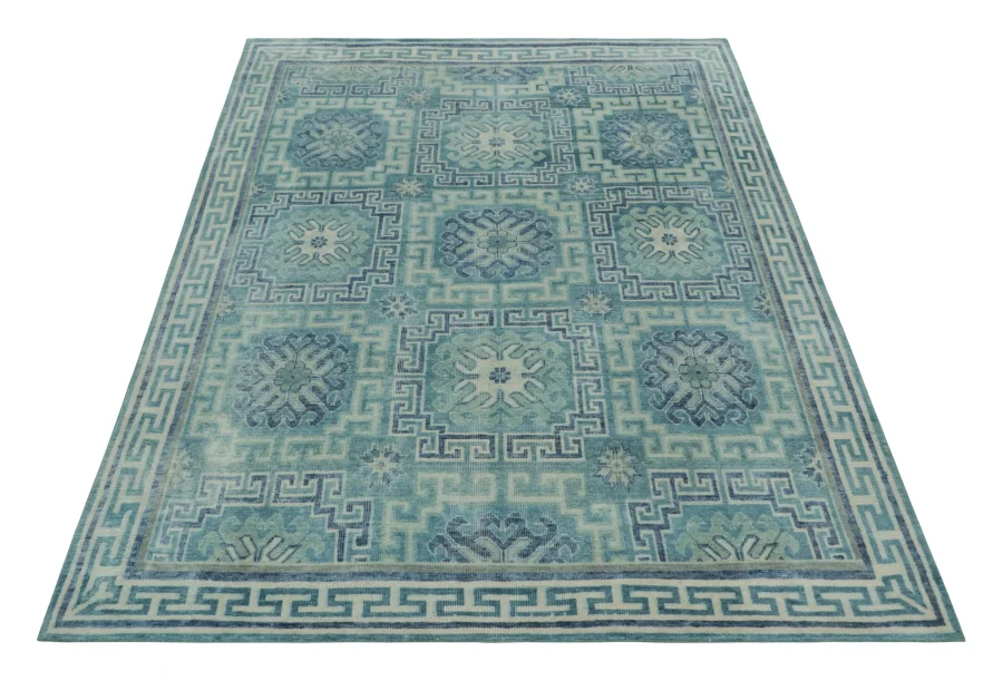 Blue Samarkand Medallion Silk Rug