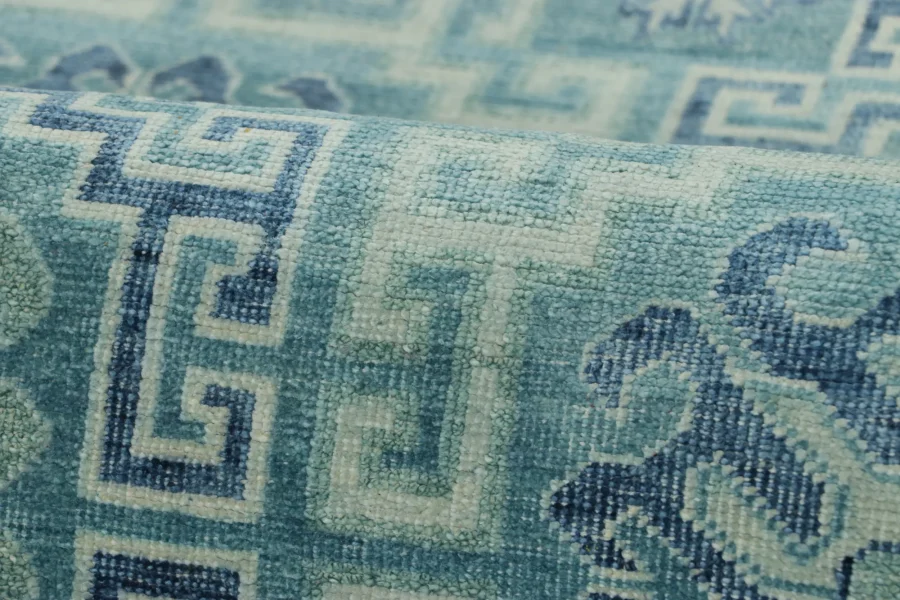 Blue Samarkand Medallion Silk Rug