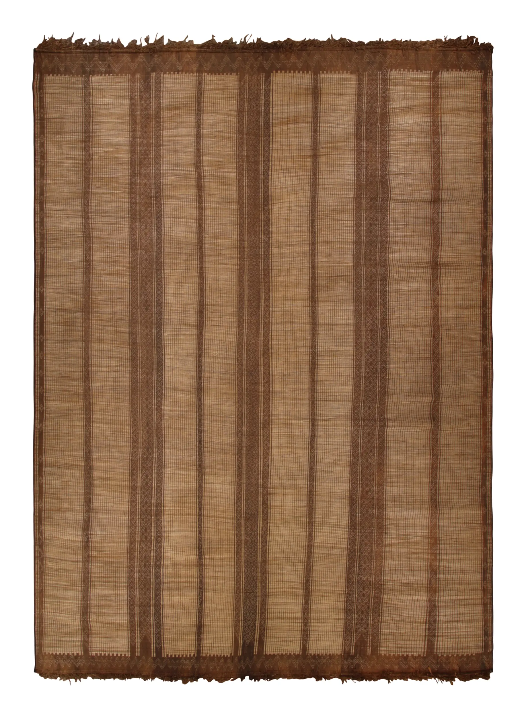 Vintage Moroccan Tuareg Mat, Maurtanian Striped Floor Covering