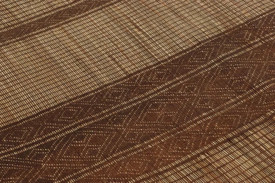 Vintage Moroccan Tuareg Mat, Maurtanian Striped Floor Covering