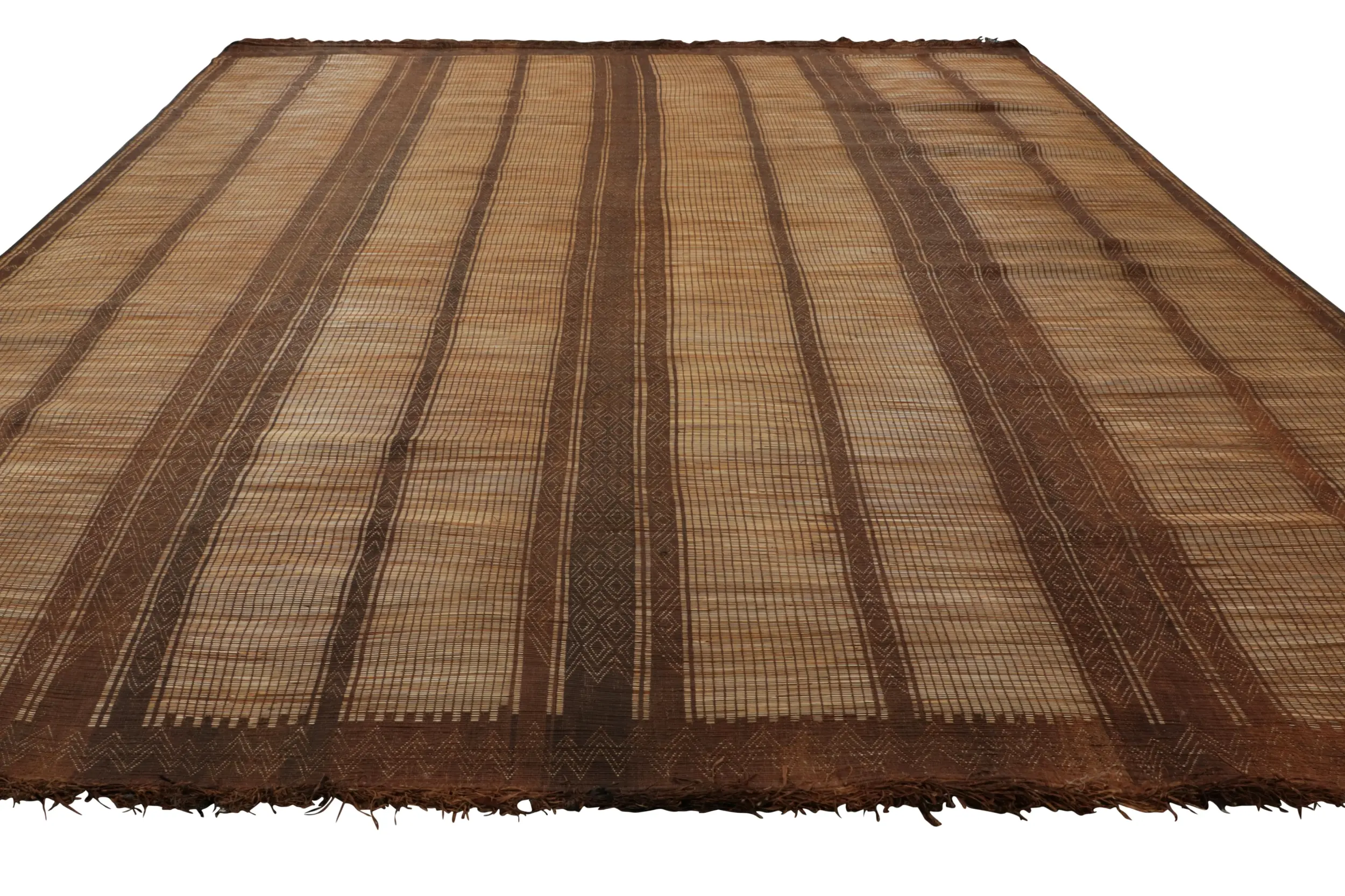Vintage Moroccan Tuareg Mat, Maurtanian Striped Floor Covering