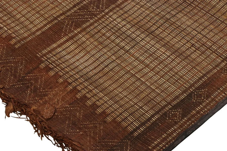 Vintage Moroccan Tuareg Mat, Maurtanian Striped Floor Covering