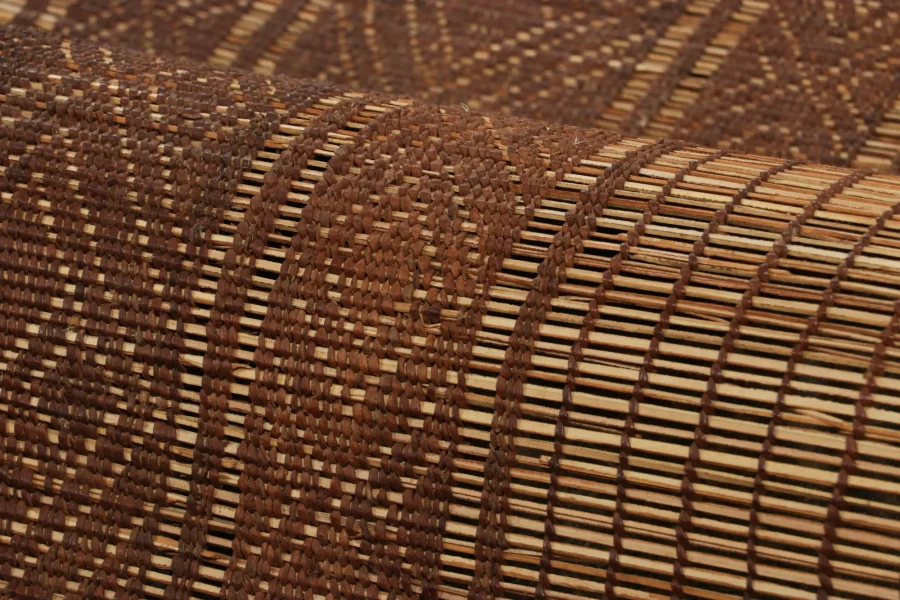 Vintage Moroccan Tuareg Mat, Maurtanian Striped Floor Covering