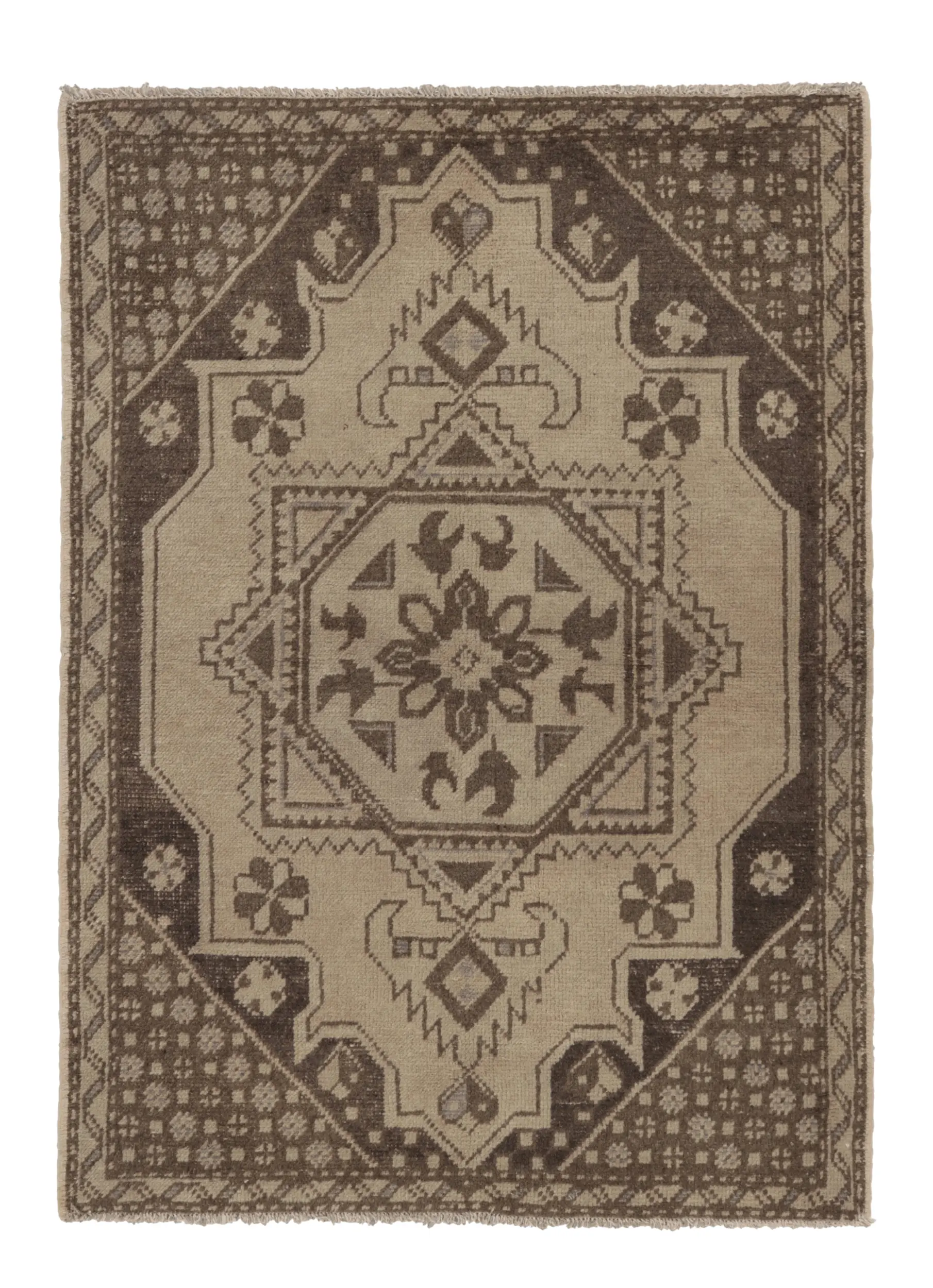 Vintage Turkish Rug, Geometric Medallion