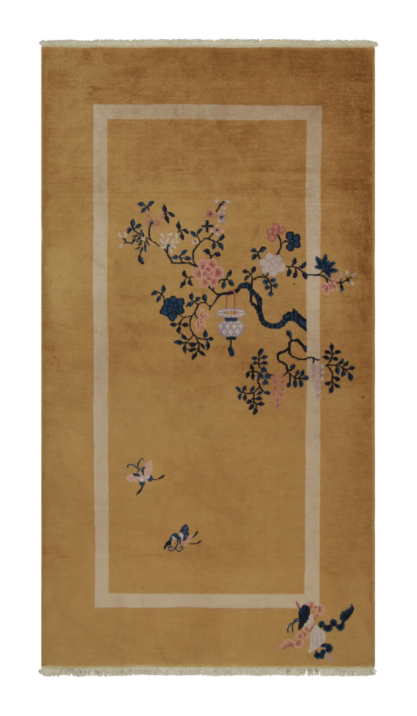 Antique Chinese Art Deco Floral Rug