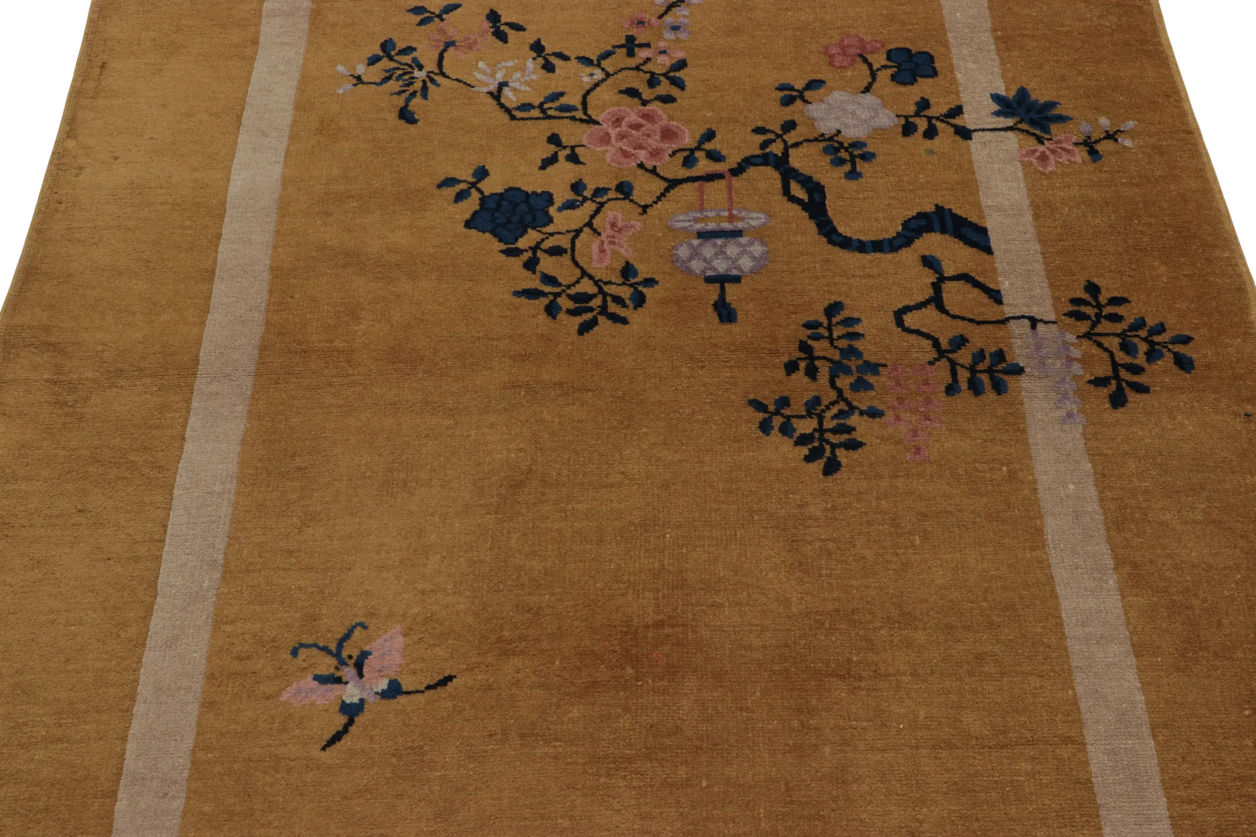 Antique Chinese Art Deco Floral Rug
