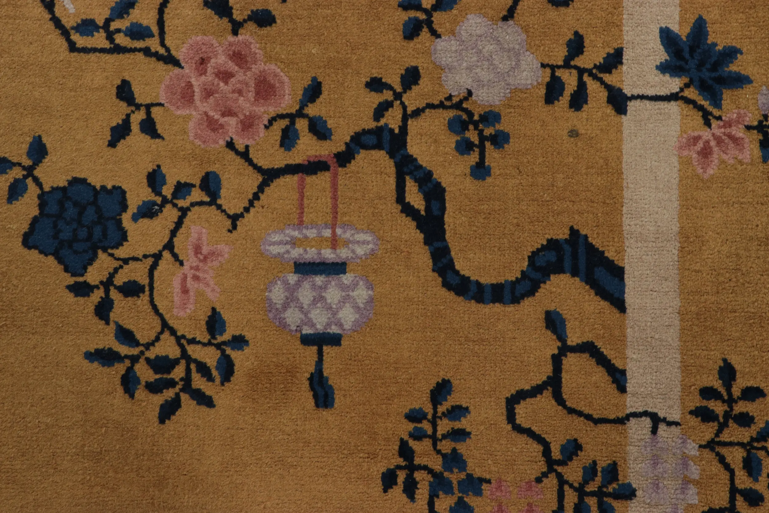 Antique Chinese Art Deco Floral Rug