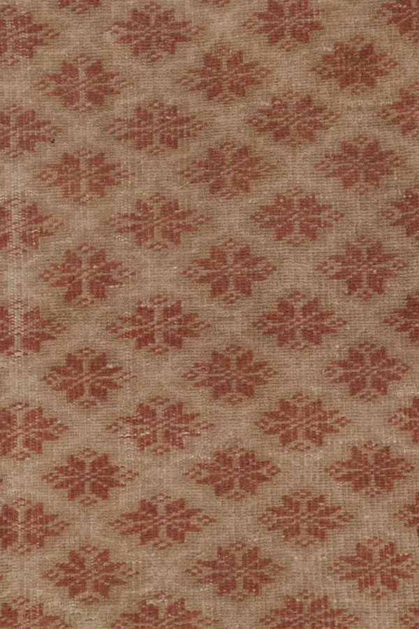 Vintage Turkish Distressed Floral Geometric Runner Rug