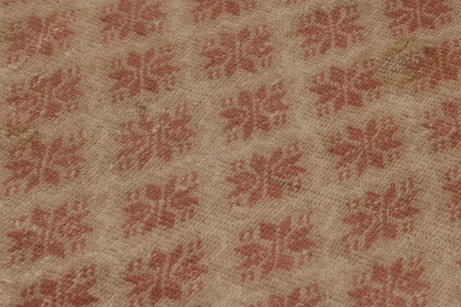 Vintage Turkish Distressed Floral Geometric Runner Rug