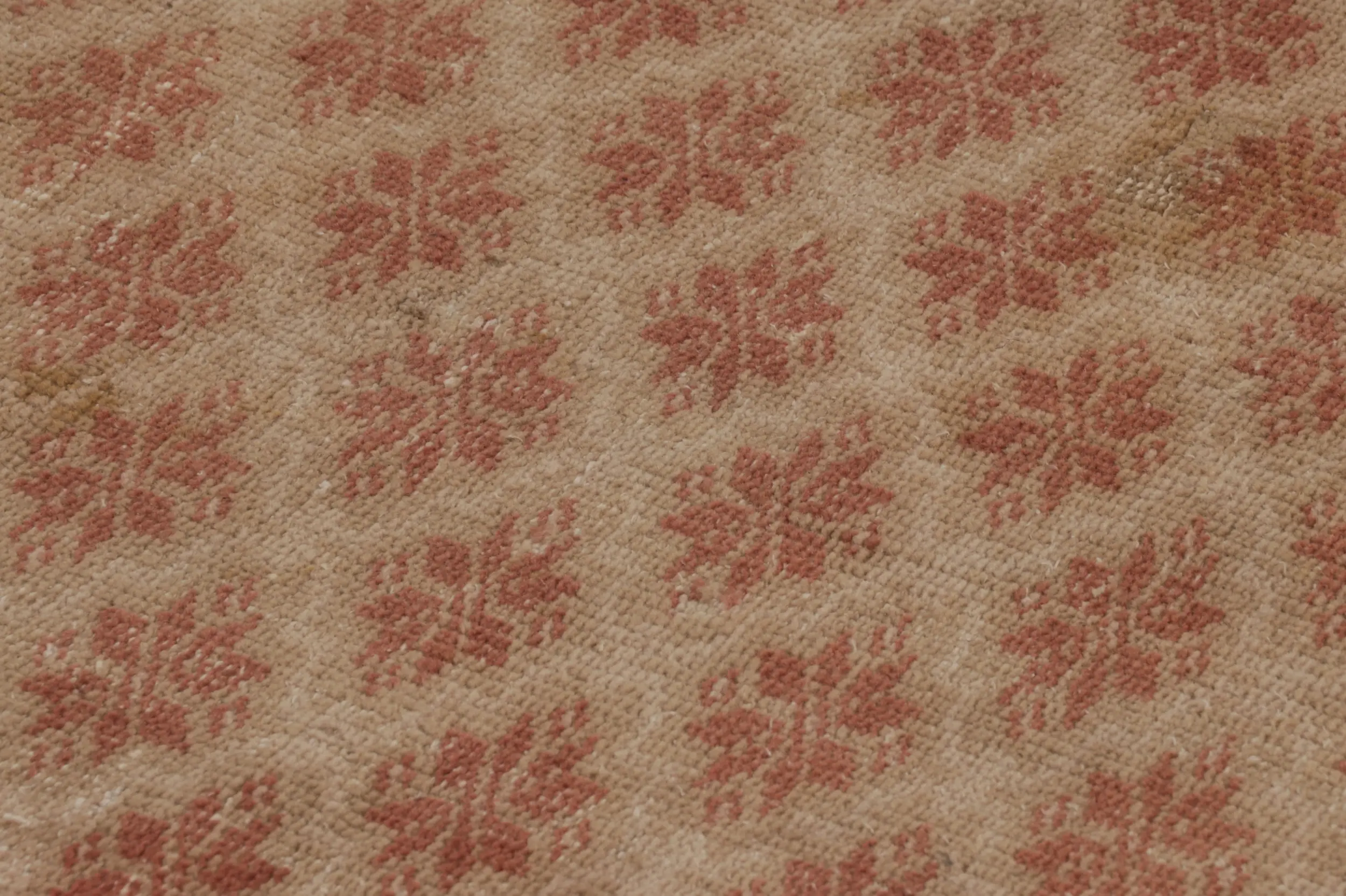 Vintage Turkish Distressed Floral Geometric Runner Rug