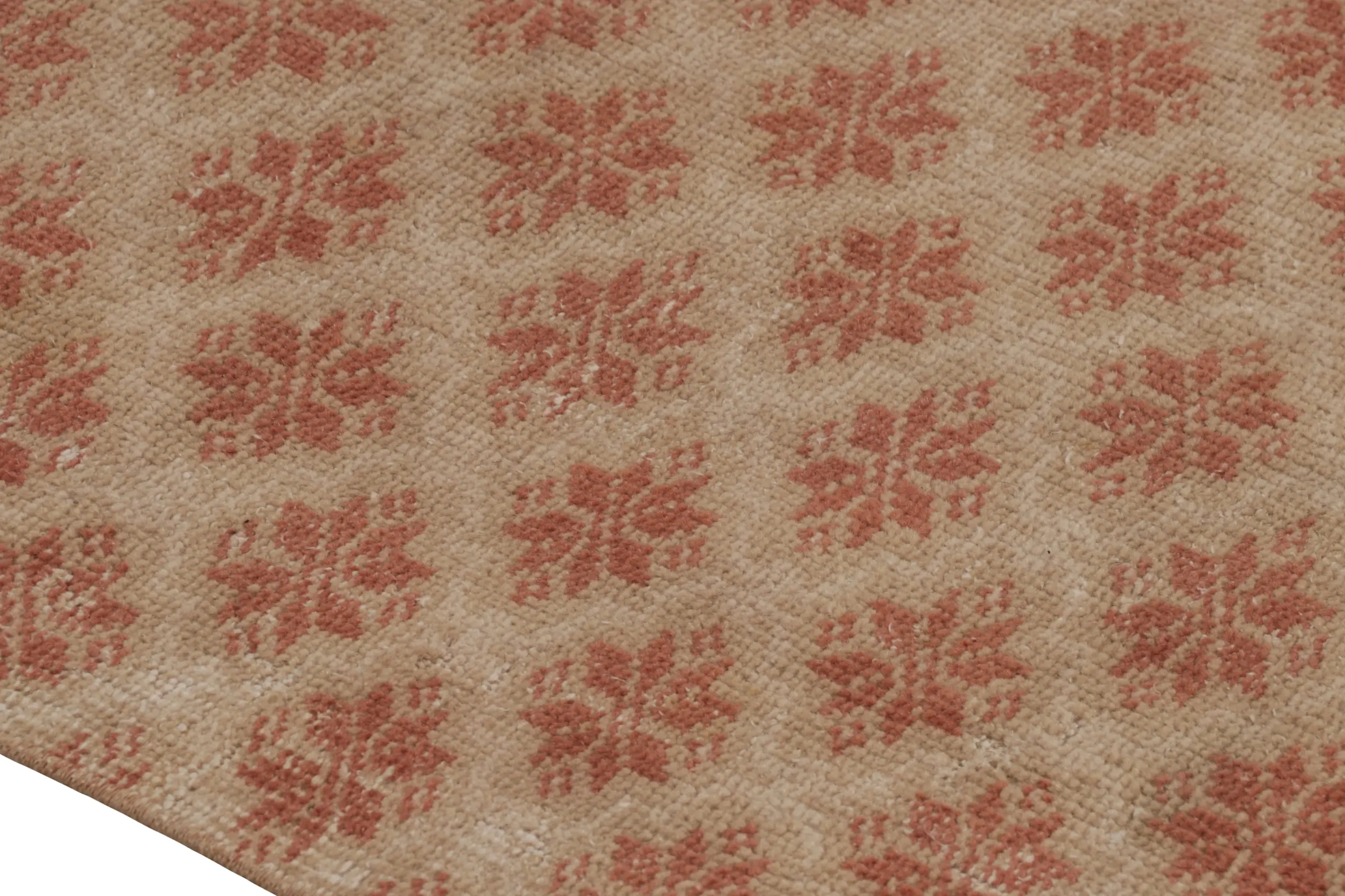 Vintage Turkish Distressed Floral Geometric Runner Rug